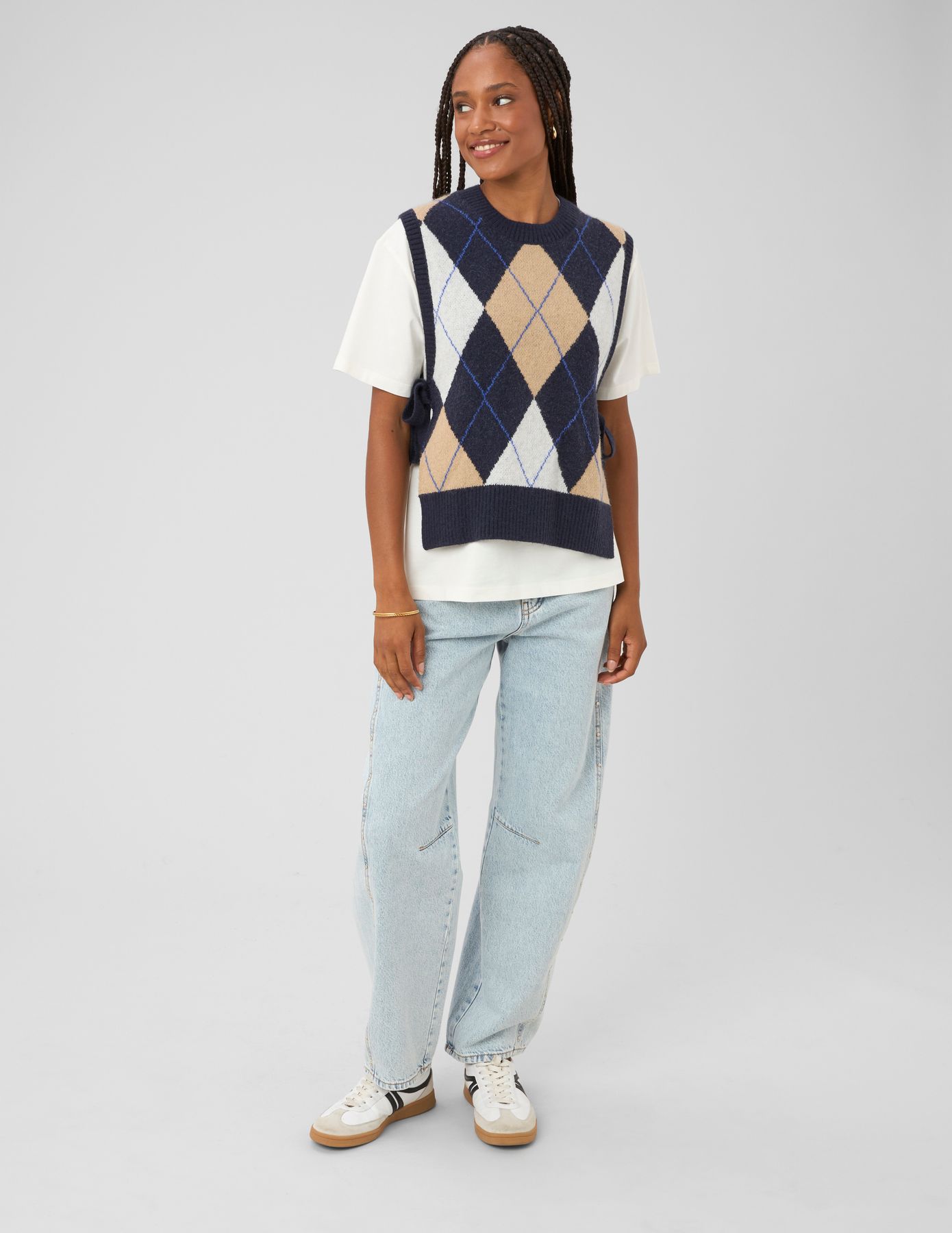 Pull sans manches jacquard