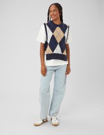 Pull sans manches jacquard