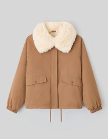 Blouson col matière duveteuse