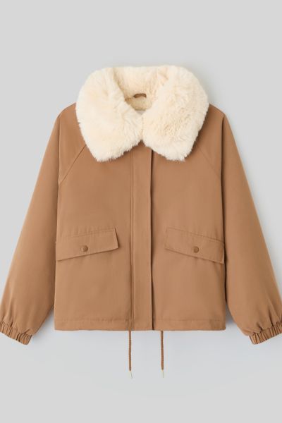 Blouson col matière duveteuse