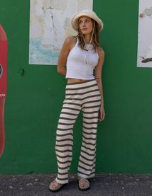 Pantalon crochet rayé