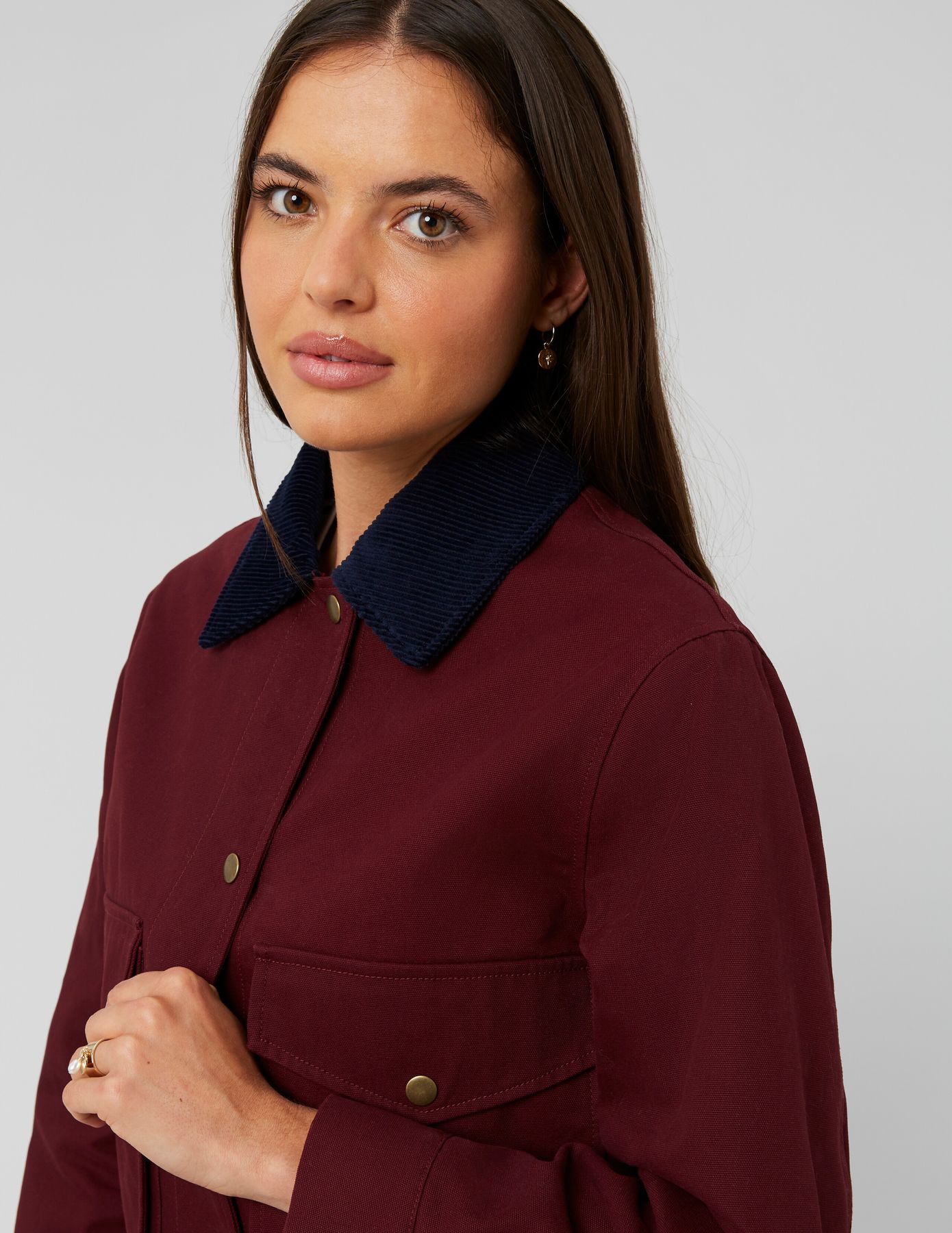 Veste en twill col velours