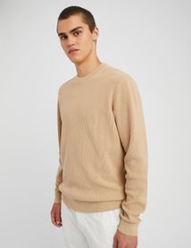 Pull col rond maille c&ocirc;tel&eacute;e