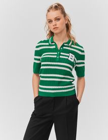 Polo ajouré rayé