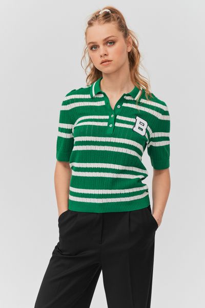 Polo ajouré rayé