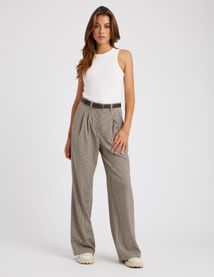Pantalon tailleur à carreaux en polyester recyclé