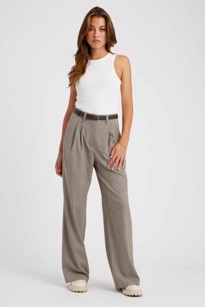 Pantalon tailleur à carreaux en polyester recyclé