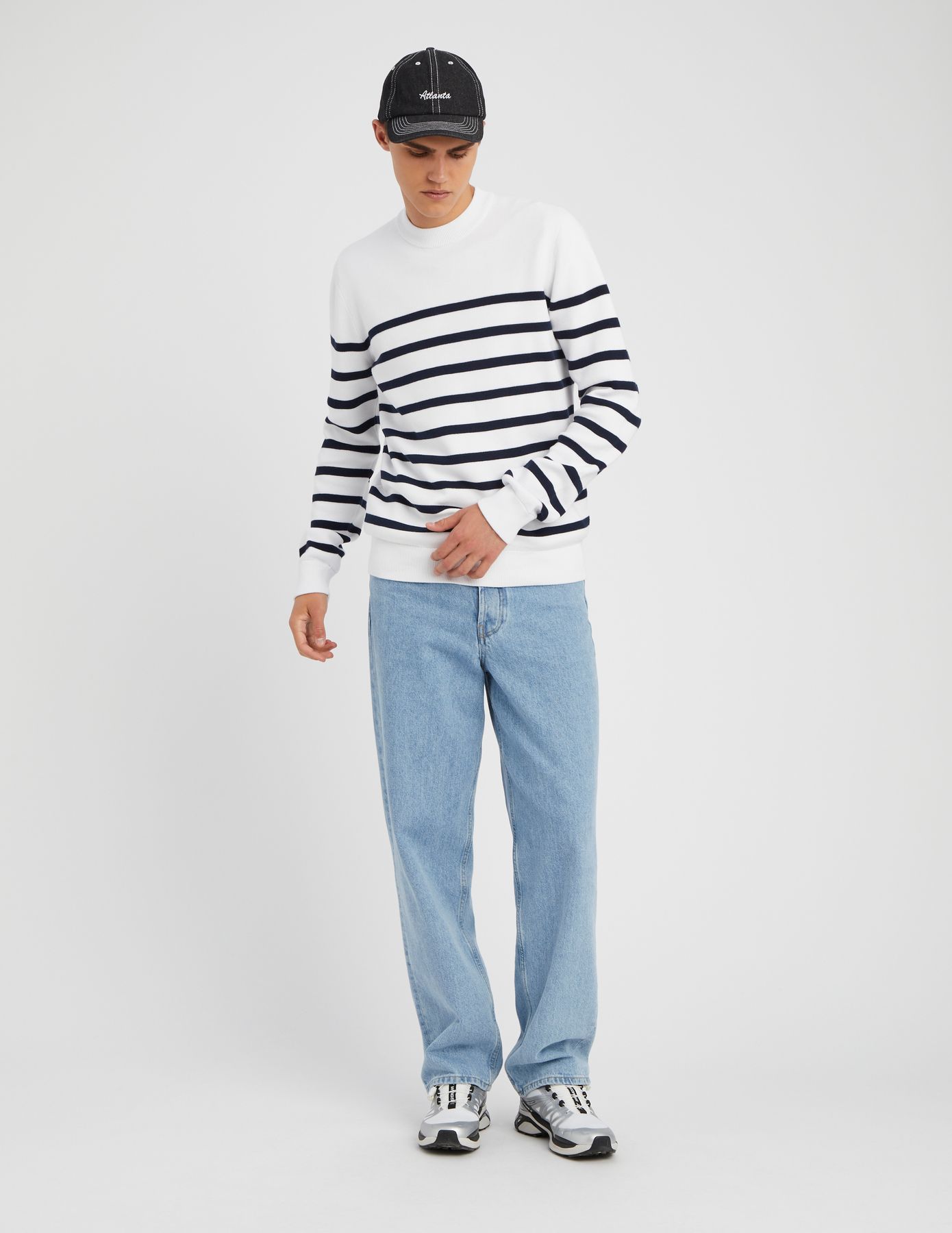 Pull col rond marinière