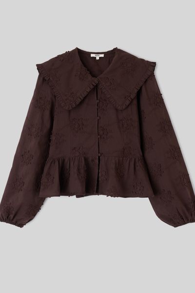 Chemise maxi col broderie 3D