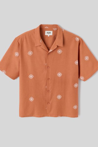 Chemise manches courtes brodée