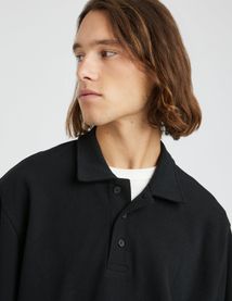 Sweat col polo gaufr&eacute;