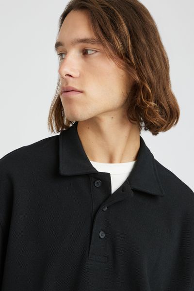 Sweat col polo gaufr&eacute;