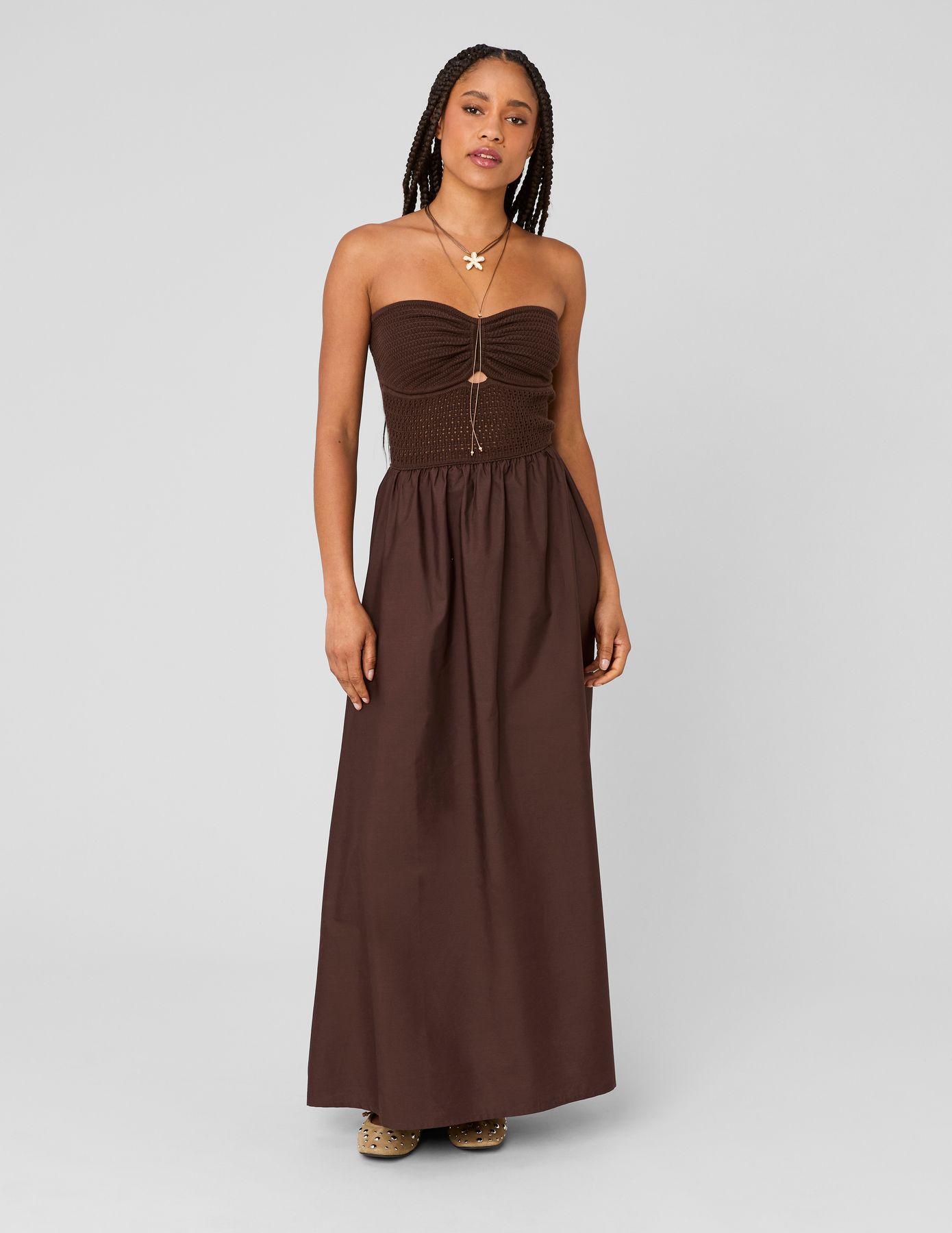 Robe bustier bi-mati&egrave;re