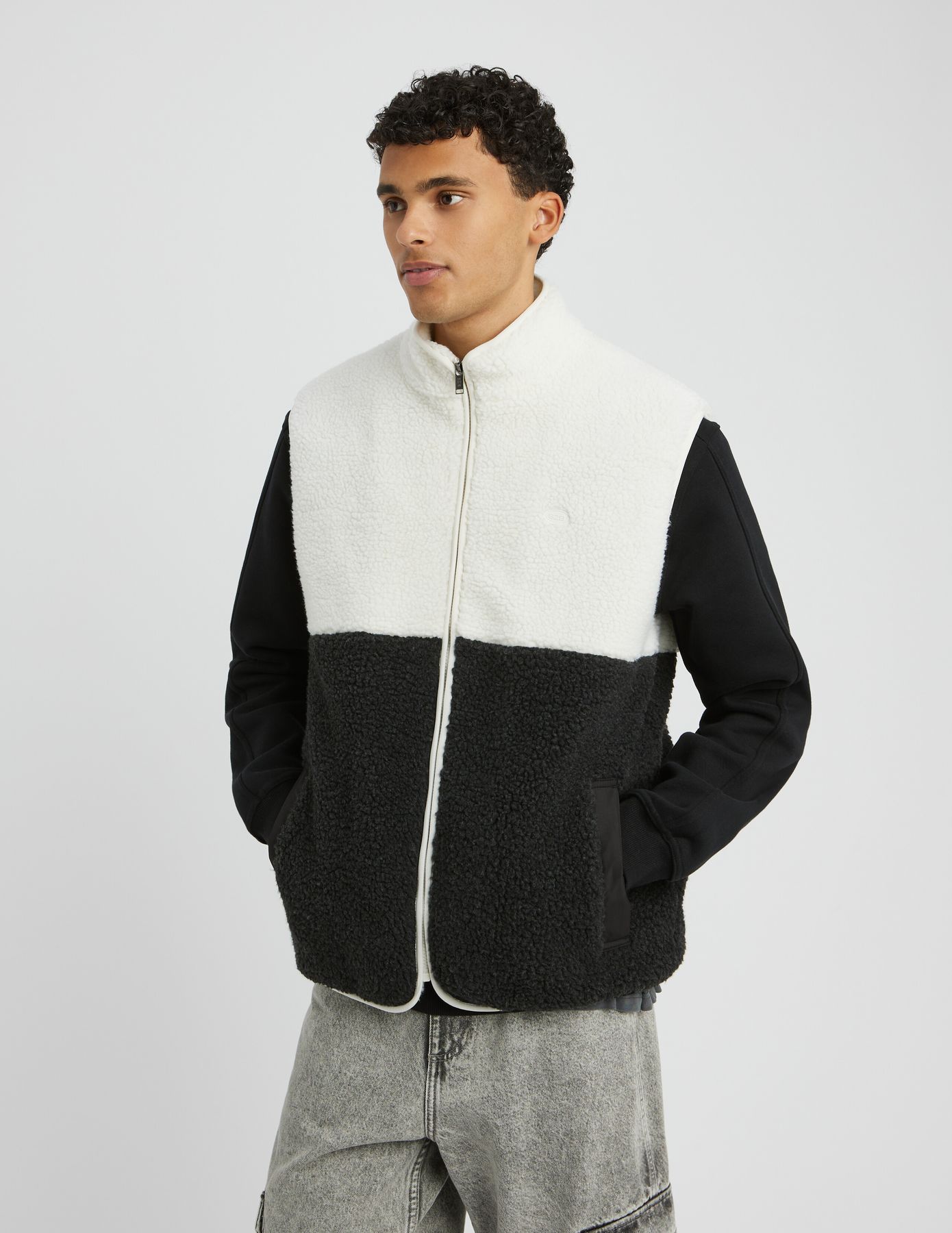 Veste sans manches sherpa colorblock