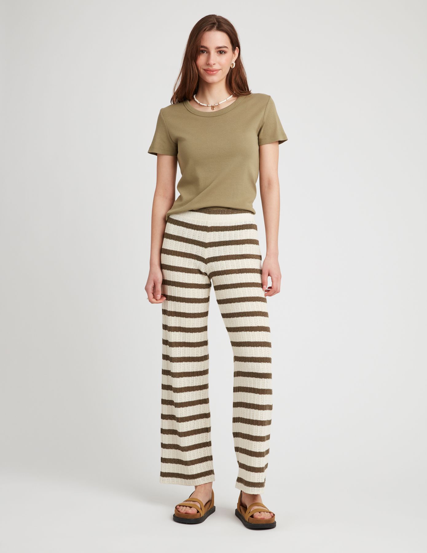 Pantalon crochet rayé