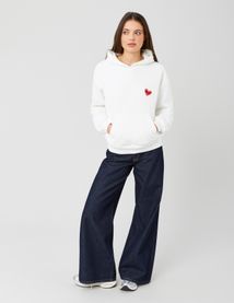 Sweat col capuche imprimé devant / dos