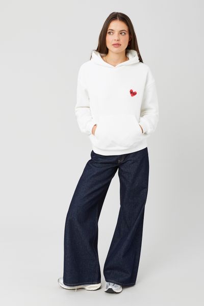 Sweat col capuche imprimé devant / dos