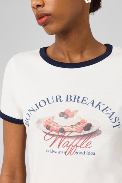 T-shirt imprim&eacute; &agrave; bords contrast&eacute;s