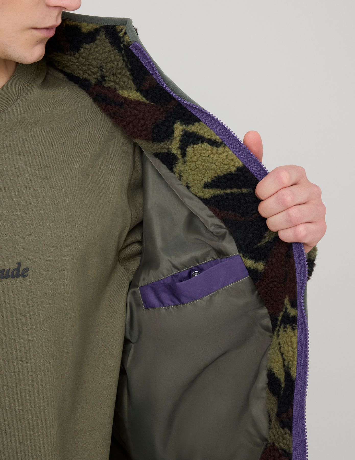 Blouson zippé imprimé sherpa