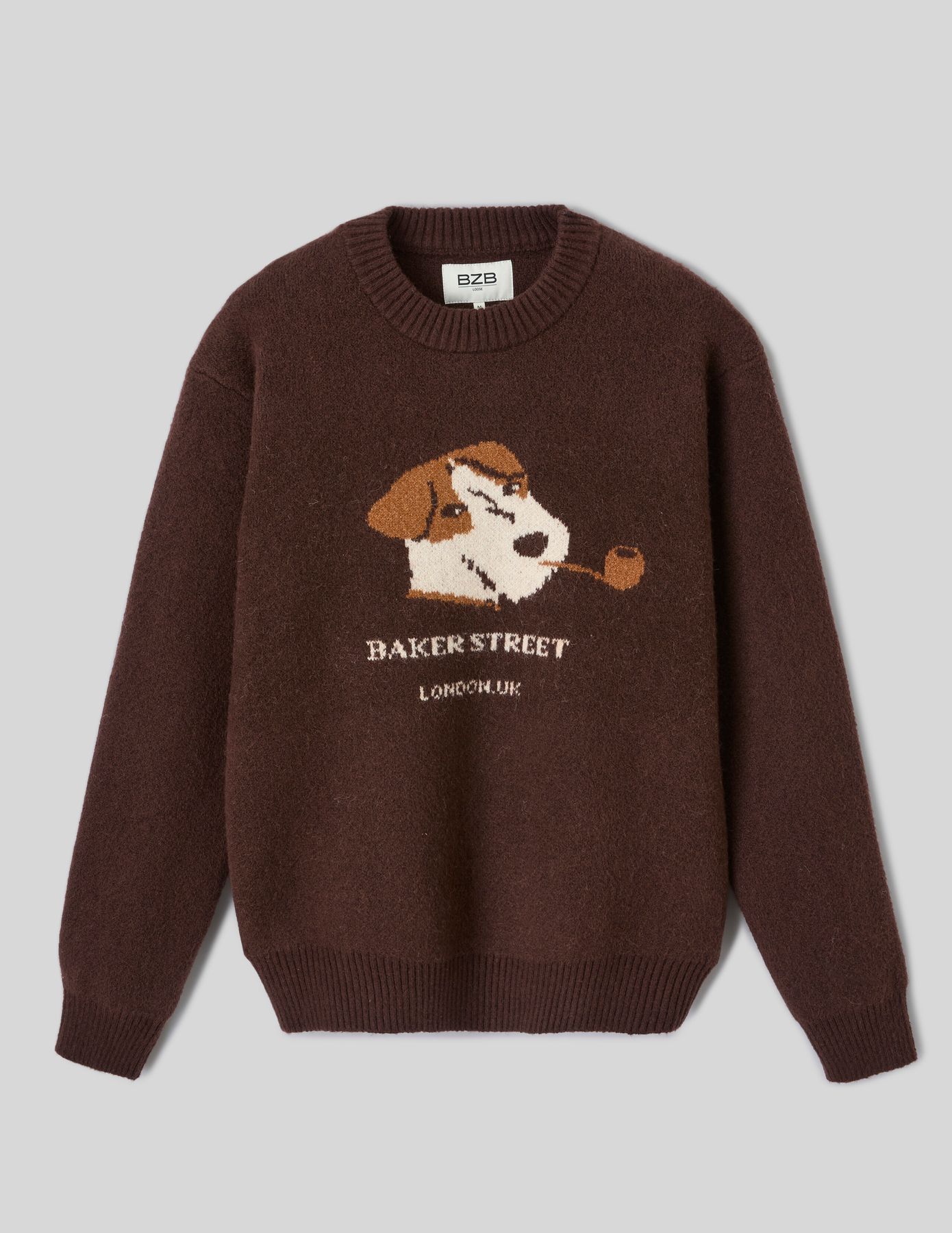 Pull col rond jacquard