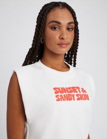 Sweat sans manches imprimé velours