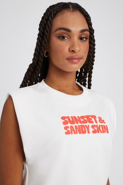 Sweat sans manches imprimé velours
