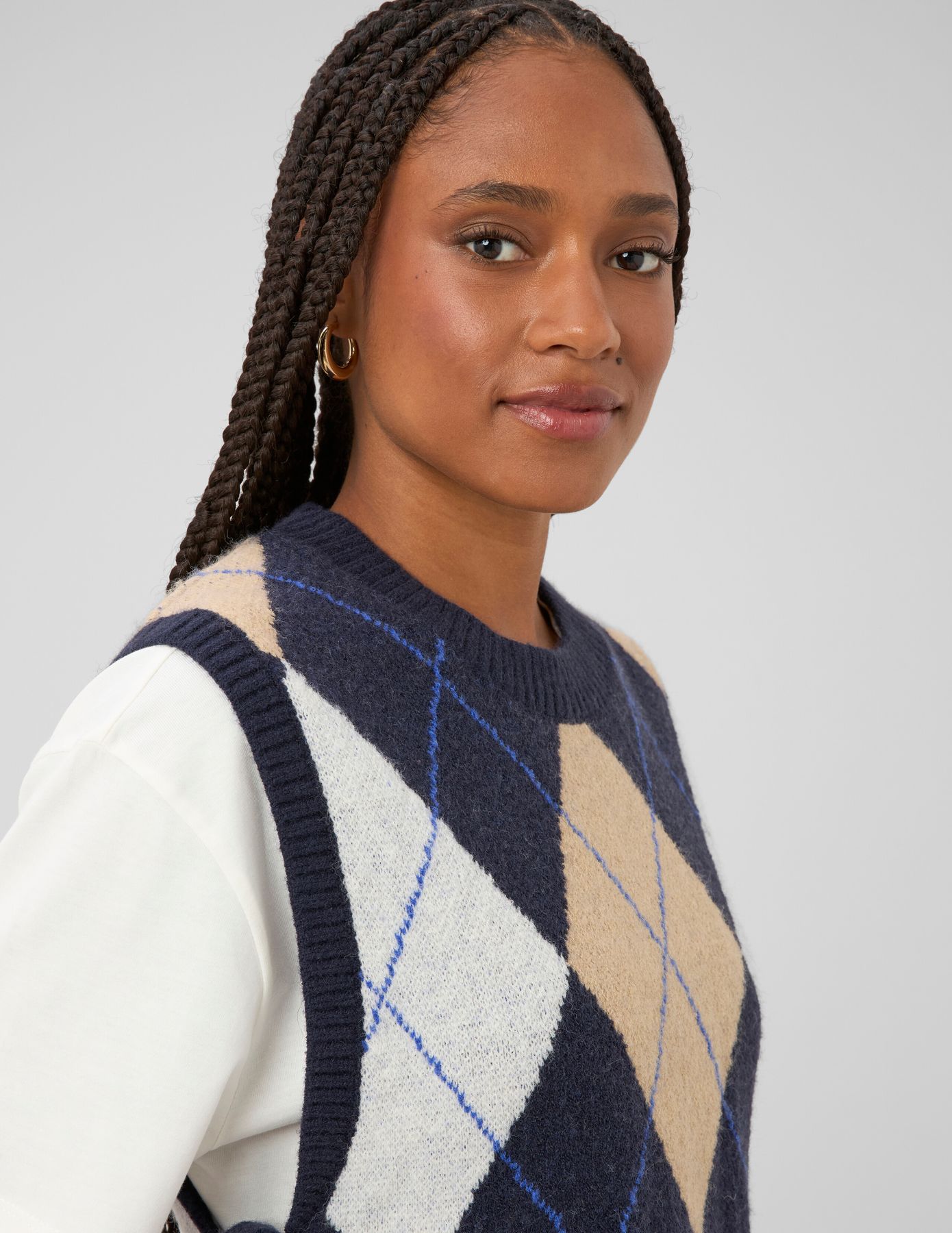 Pull sans manches jacquard