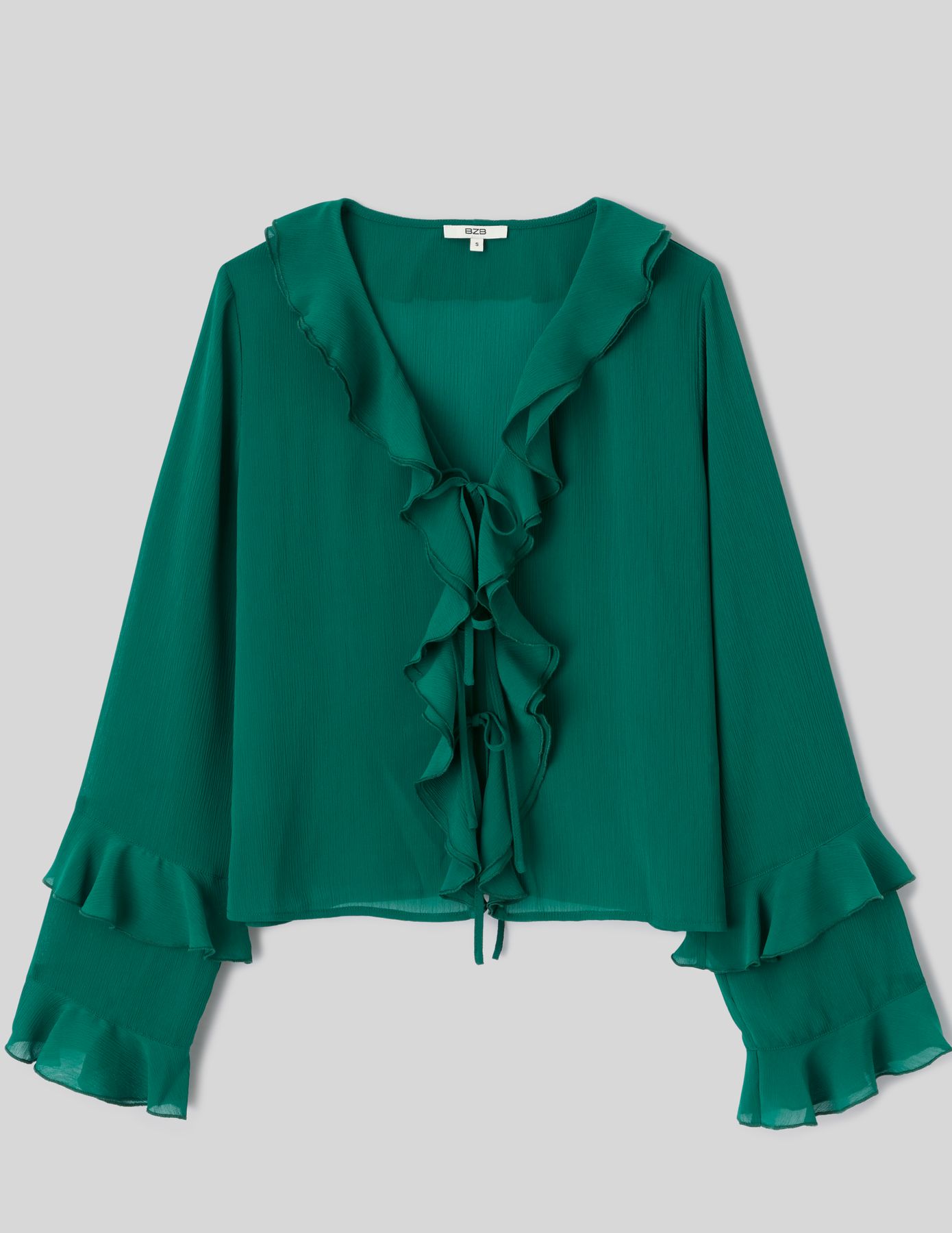 Blouse volant&eacute;e manches longues