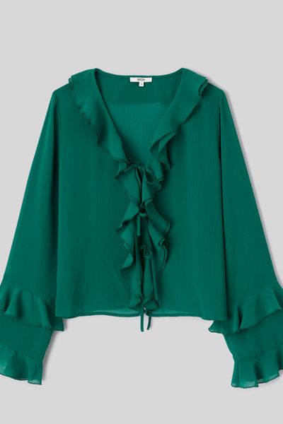 Blouse volant&eacute;e manches longues