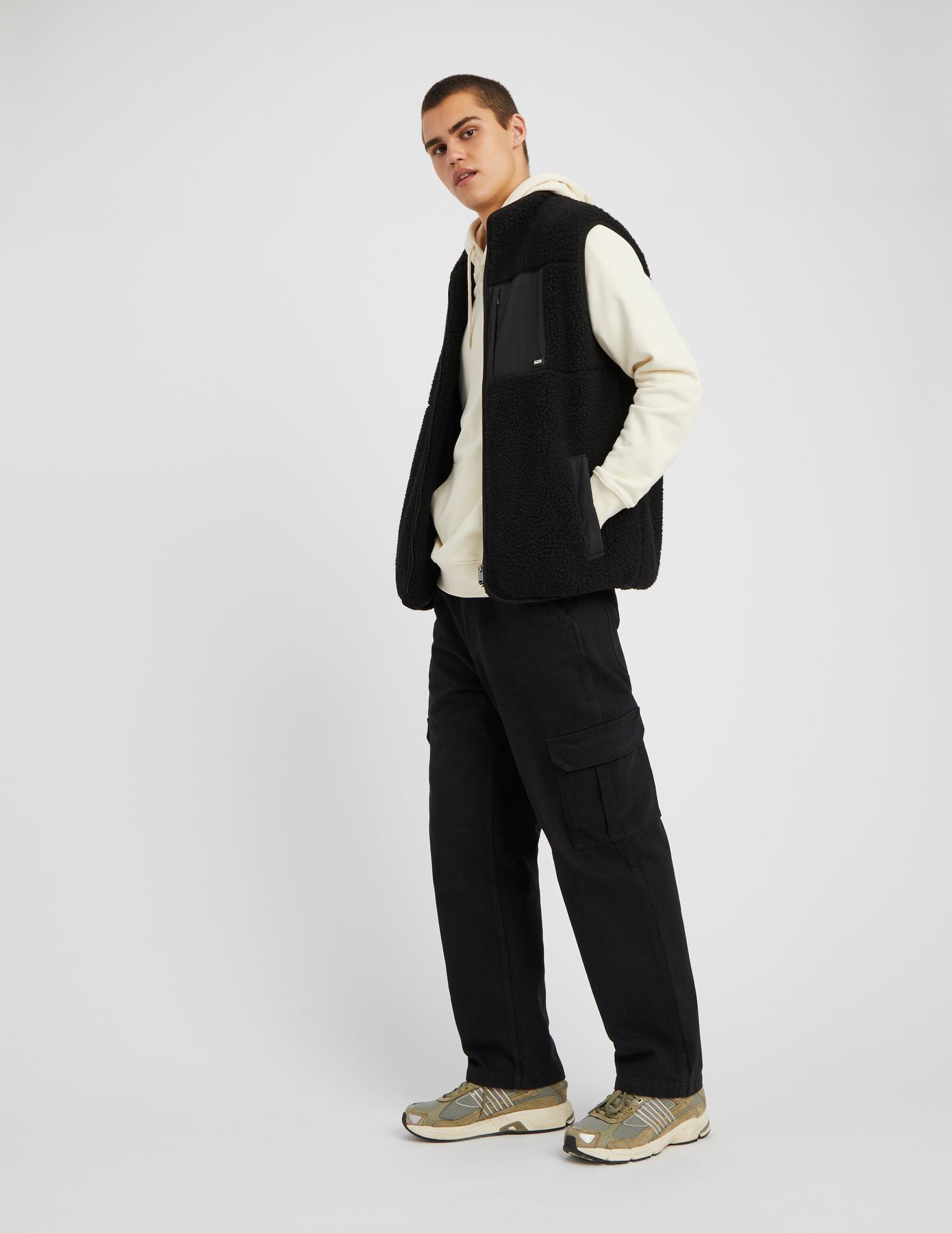 Veste zippée sans manches sherpa
