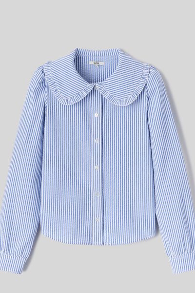 Chemise col claudine ray&eacute;e