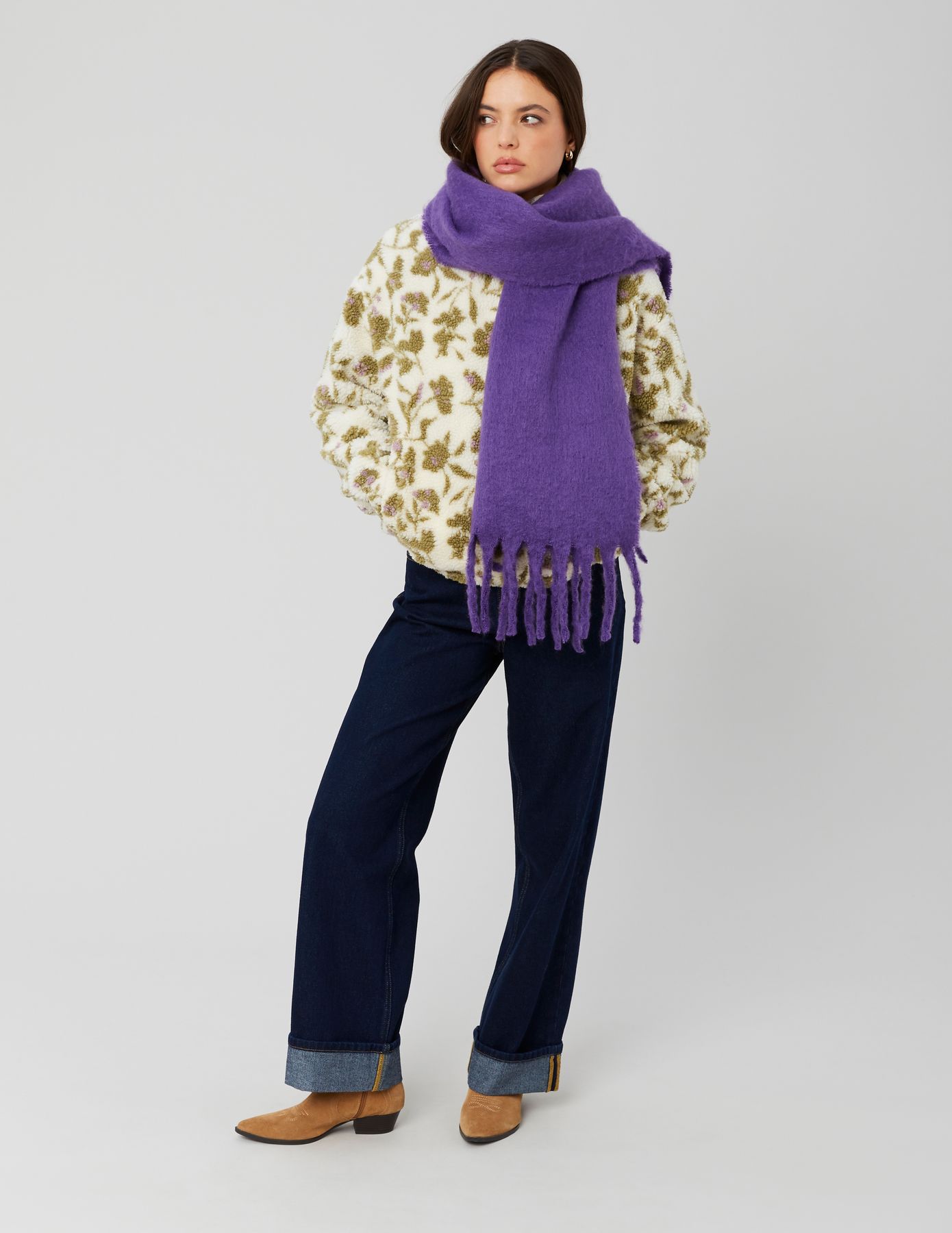 Sweat sherpa imprimé fleuri