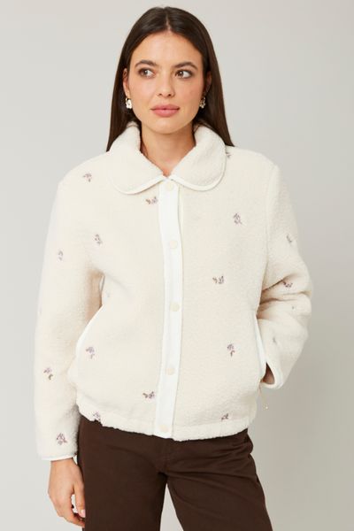 Blouson sherpa brodé