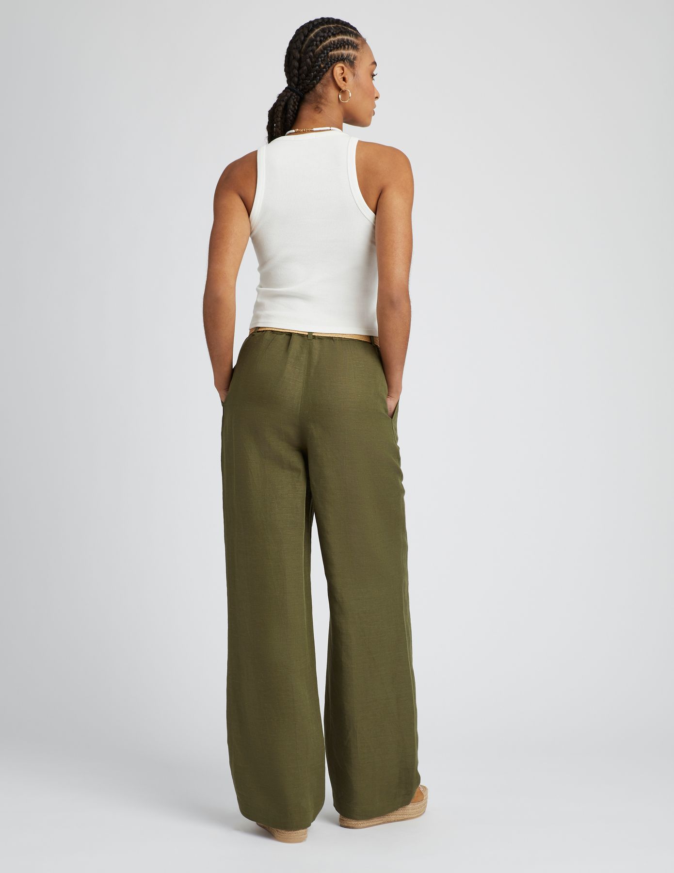 Pantalon lin avec ceinture