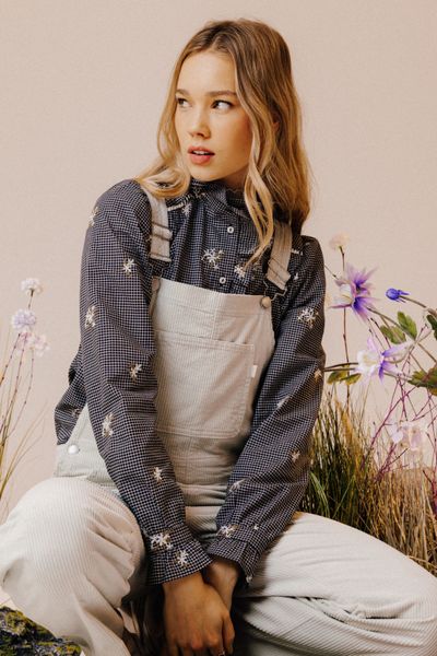 Chemise à carreaux brodée