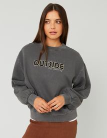 Sweat col rond broderie léopard