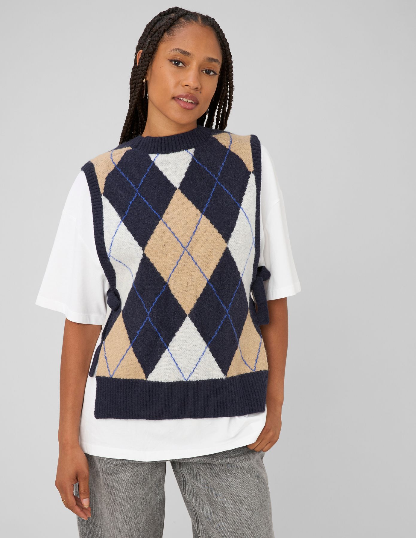 Pull sans manches jacquard