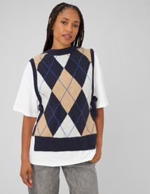 Pull sans manches jacquard