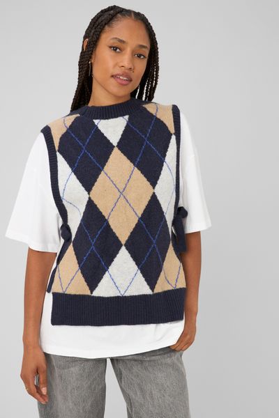 Pull sans manches jacquard
