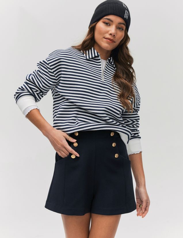 Short à boutons fantaisie en polyester recyclé