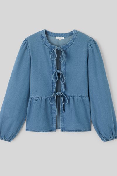 Chemise en denim à nœuds