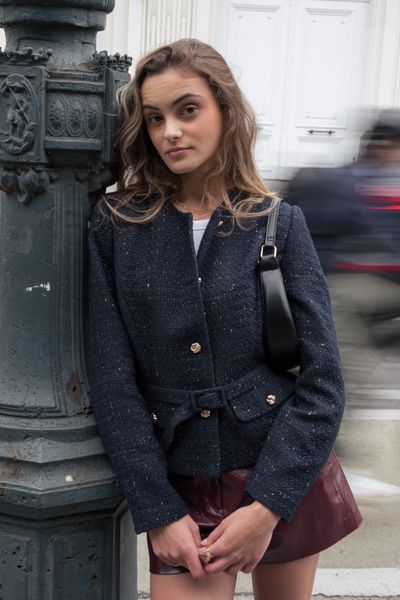Veste en tweed à ceinture