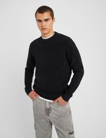 Pull col rond maille côtelée