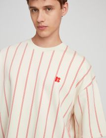 T-shirt broderie poitrine rayé