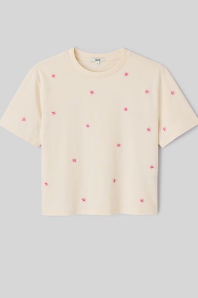 T-shirt avec broderies fleurs