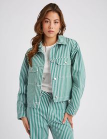 Veste en jean ray&eacute;e