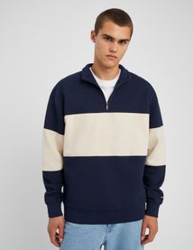 Sweat col montant colorblock
