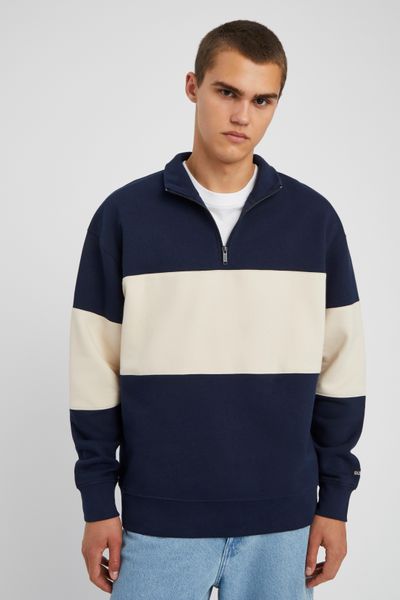 Sweat col montant colorblock