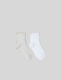 Lot de 2 paires de chaussettes festonnées