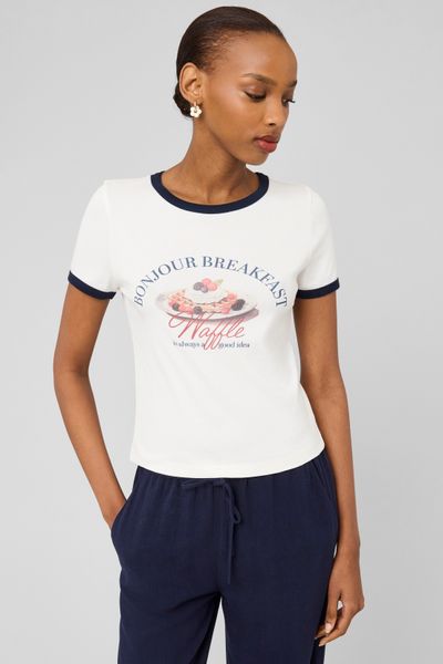 T-shirt imprim&eacute; &agrave; bords contrast&eacute;s